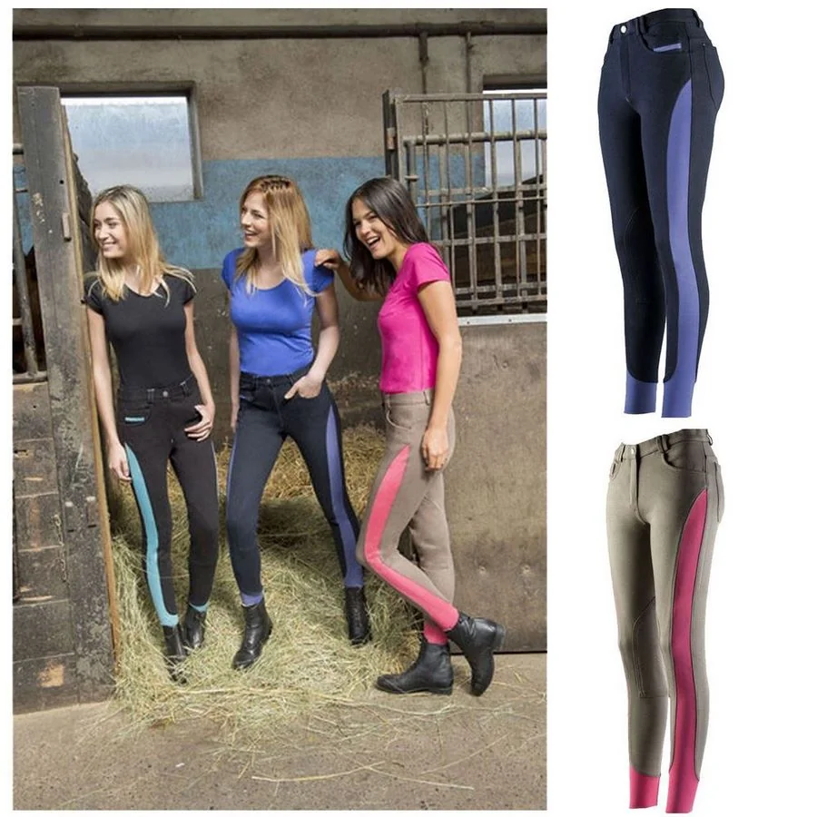 Ekkia Pantalon Equitheme Insert Copii 8 Ani Kaki/Fucsia 979050808