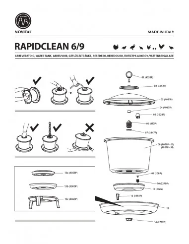 Novital Adapatoare Pasari Rapid Clean Cu Suport 6 L