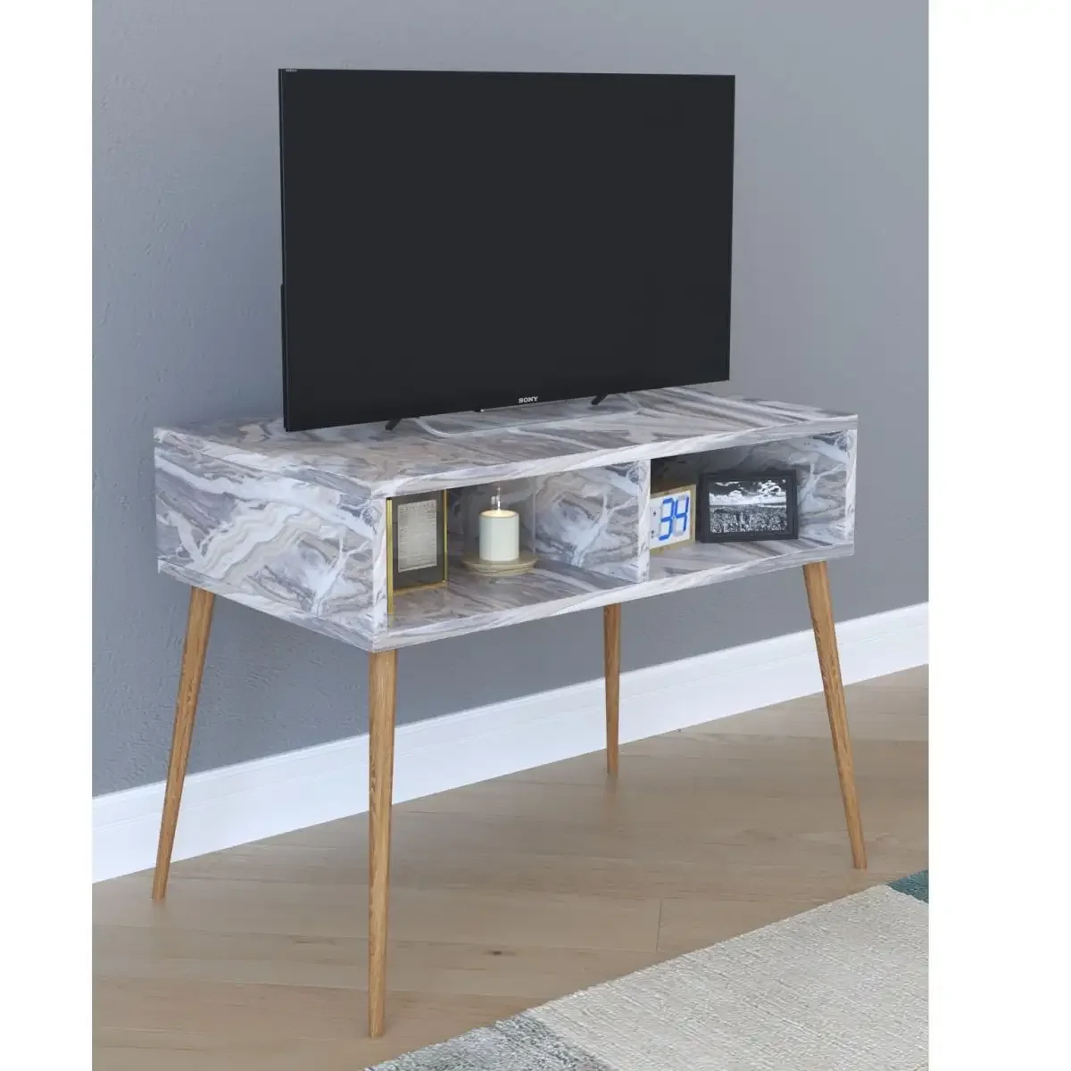 Comoda TV Homs, Marmorat, 72x 30 x 58.6 cm.15109-C
