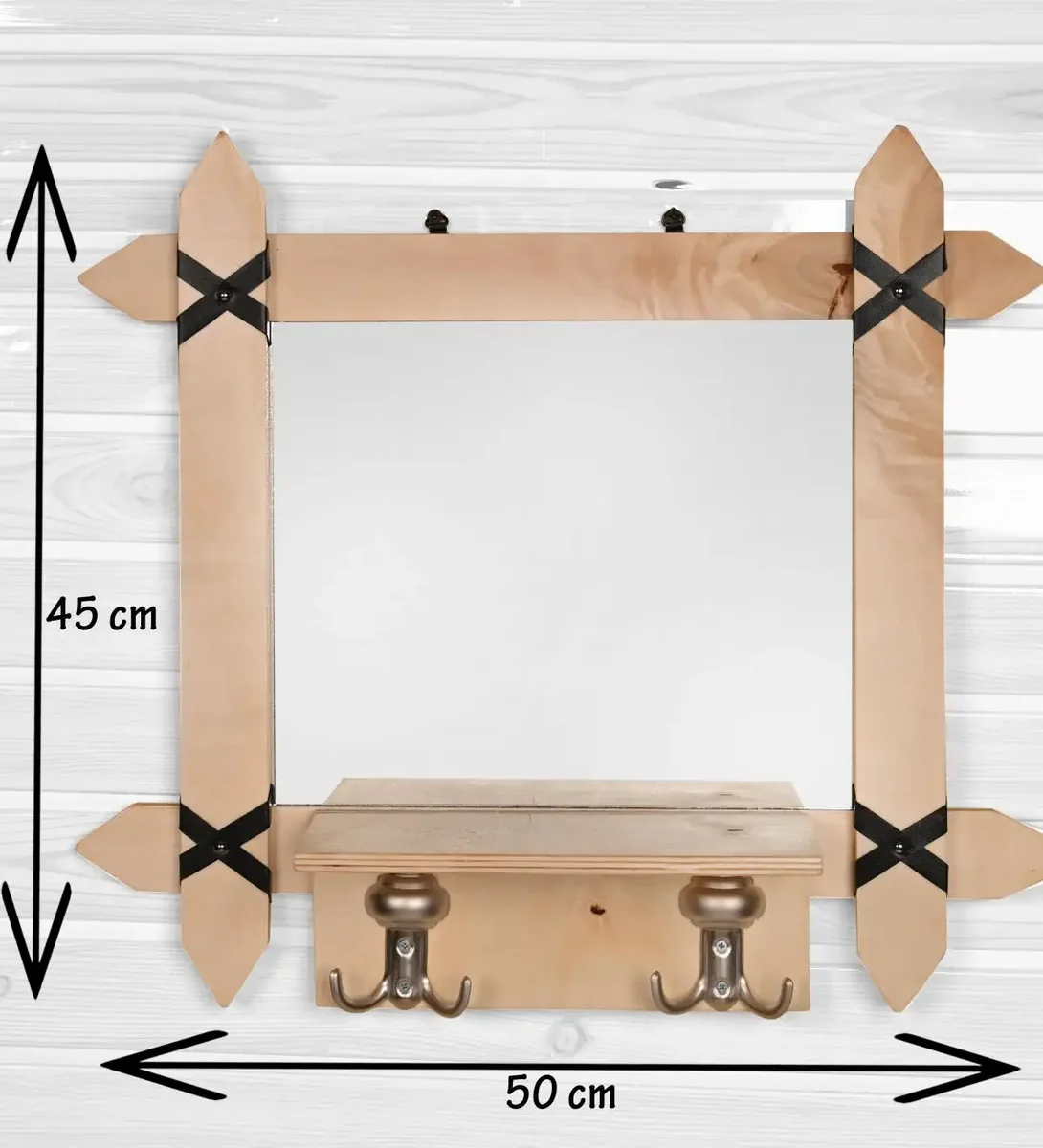 Oglinda cu Agatatori Venetia Homs Natur 47 X 52 X 14, Lemn Stratificat