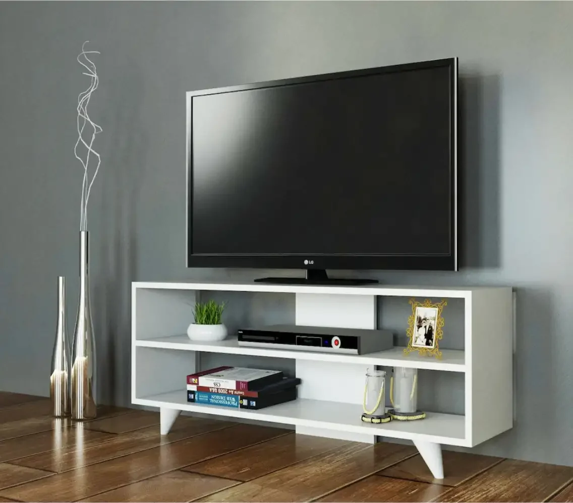 Comoda TV One Homs, Alb, 120 x 50 x 30 cm, PAL 18 mm