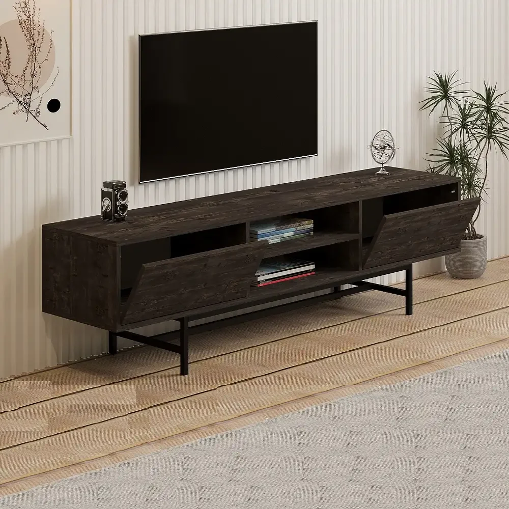 Comoda TV Angelyn pentru Living Culoare Nuc și Antracit 180 cm