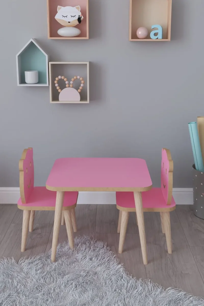Set Masa+ 2 Scaune Pentru Copii Bambi Homs Roz