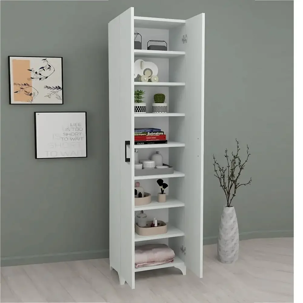 Dulap multifunctional cu 8 rafturi  culoare alb185x49x32 cm