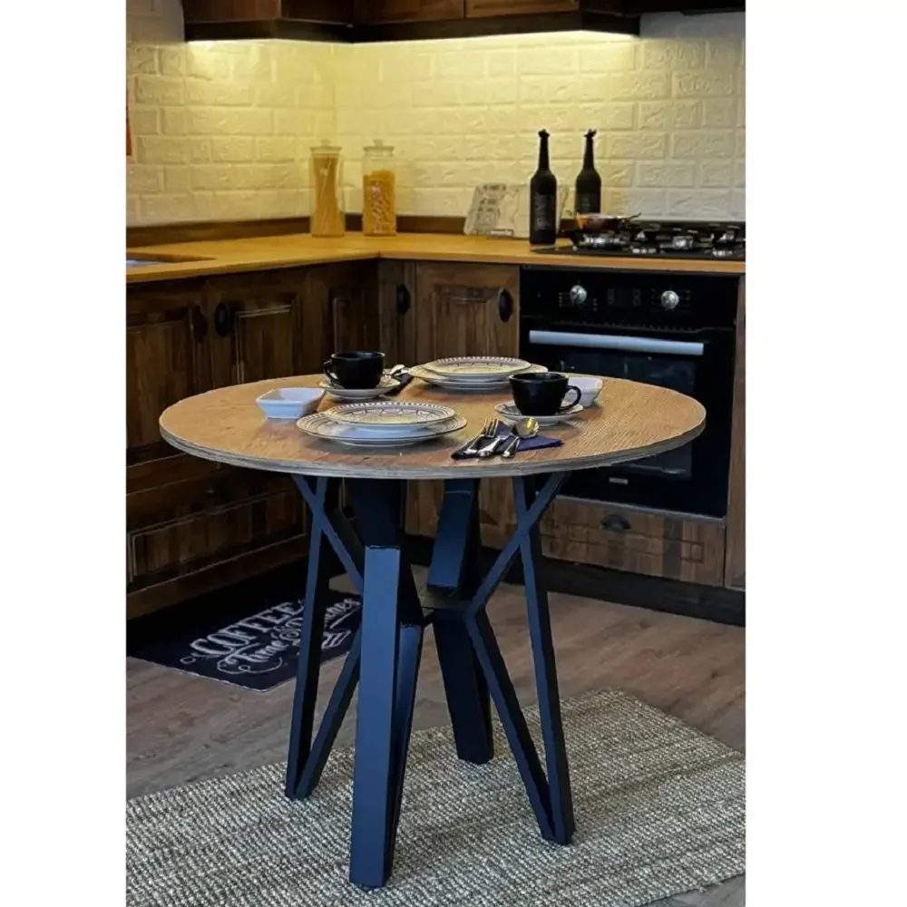 Masa de bucatarie  rotunda nuc negru Ø90 cm