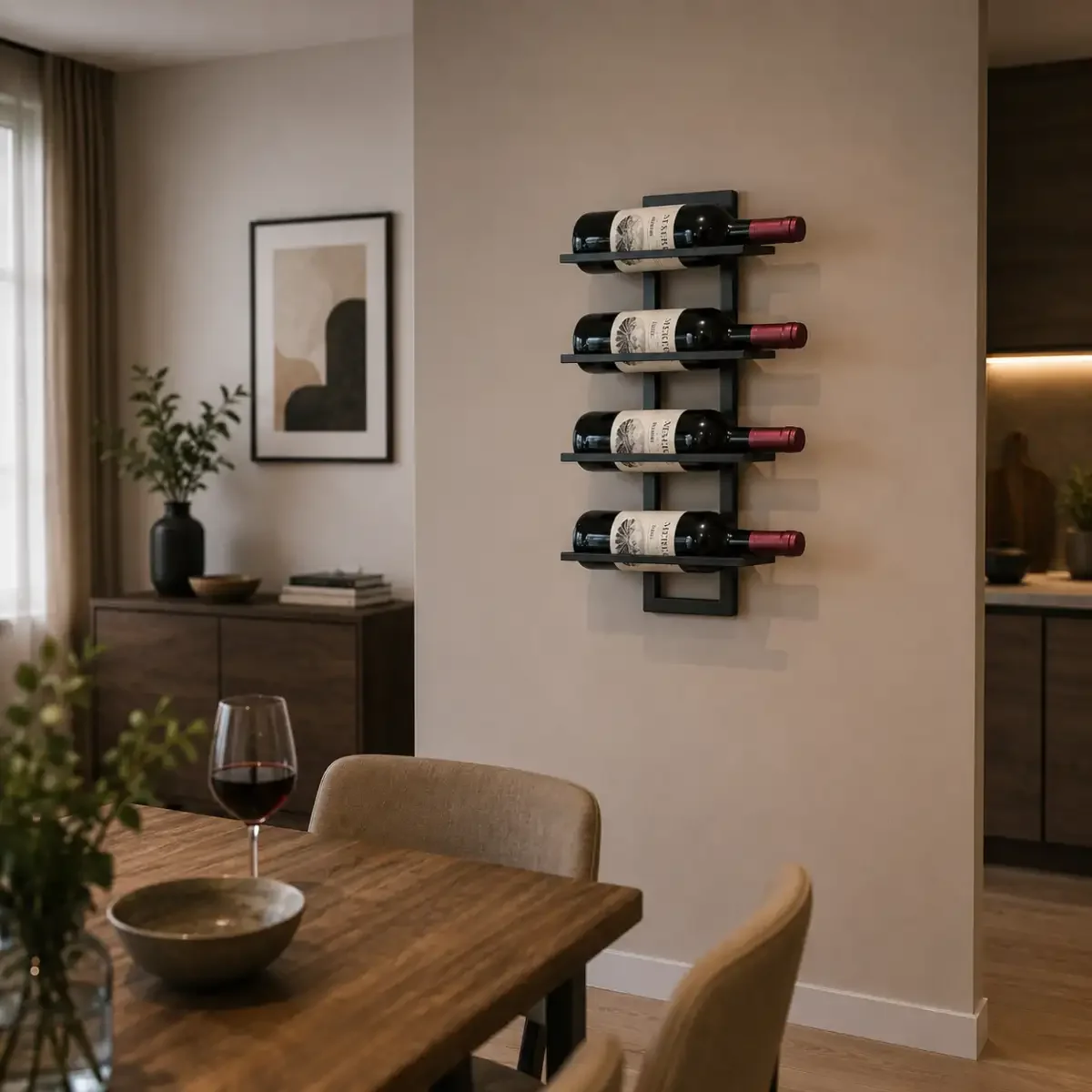 Raft de perete/suport vinuri, Wine Stand Homs,50x30x10 cm,metal