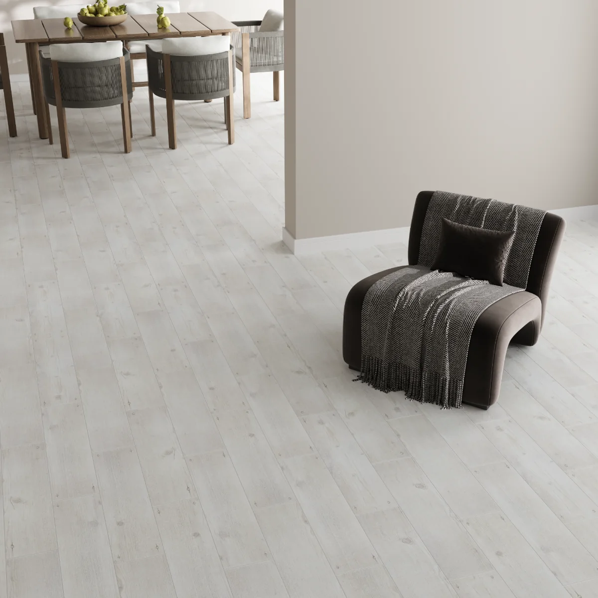 Gresie Tip Parchet Exterior / Interior Derik Light Grey 15 x 60 Cm Mata Portelanata Antiderapanta