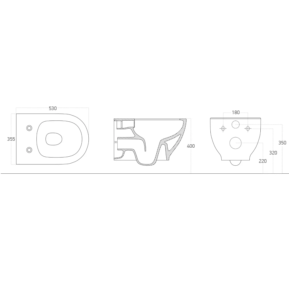 Vas WC Suspendat Rimless Celesta Brillo Evacuare Orizontala 53 x 35.5 cm Ceramica Bej