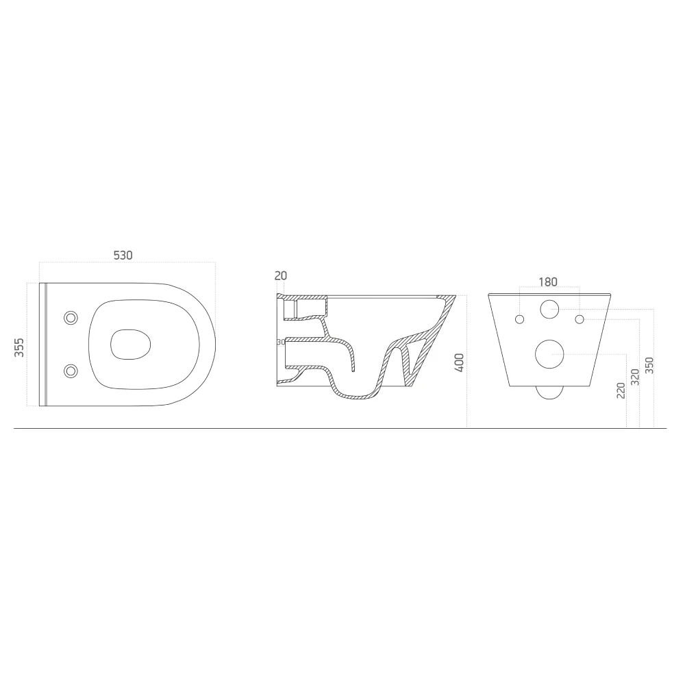 Vas WC Suspendat Rimless Celesta Ava 53 x 35.5 cm Ceramica Bej