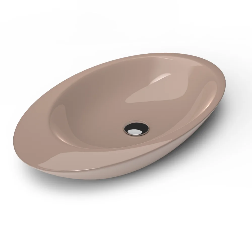 Lavoar Baie Pe Blat Celesta Ellipse 74 x 42 x 12 cm Ceramica Bej