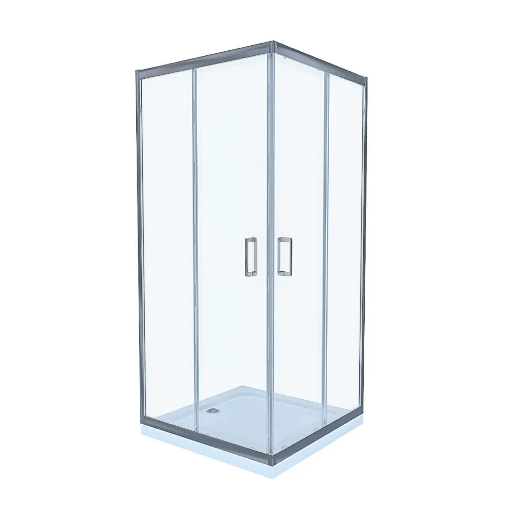 Cabina De Dus Simplă Celesta Titan Pătrată Sticlă Transparentă 6 mm 90 x 90 x 190 cm Profil Crom