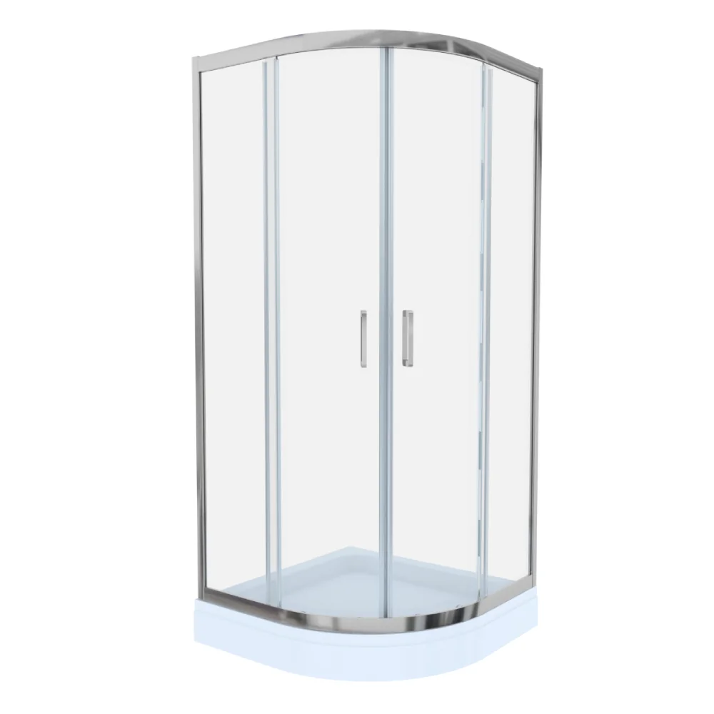 Cabina De Dus Simpla Celesta Titan Semirotunda Sticla Transparenta 6 mm 90 x 90 x 190 cm Profil Crom