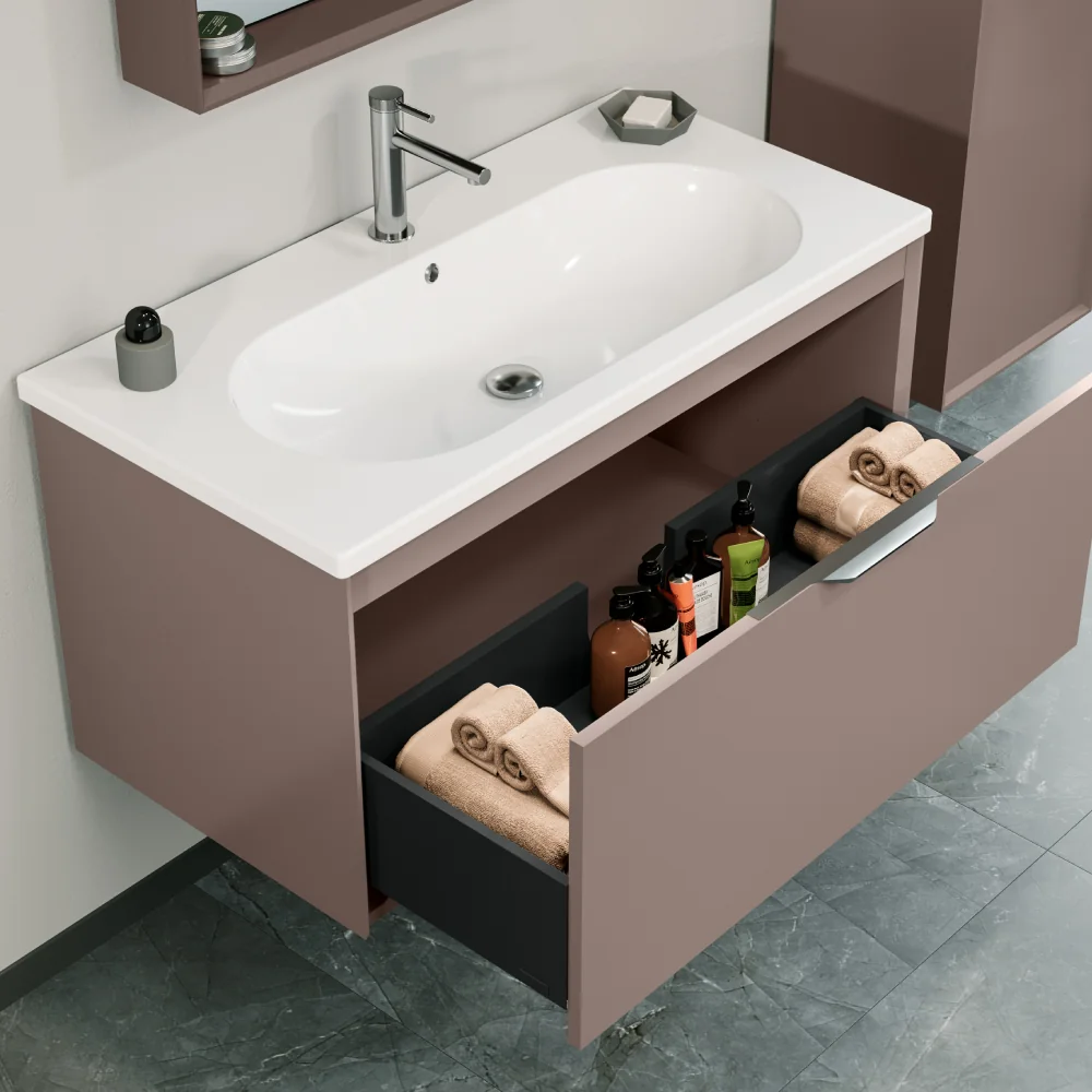 Set Mobilier Baie Orka Clay Suspendat 3 Piese Toprak 65 Cm