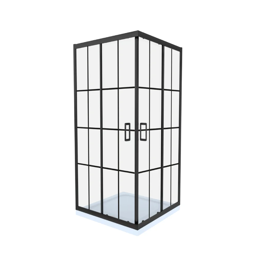Cabina De Dus Simpla Celesta Titan Patrata Sticla Cu Model Windows 101 6 Mm 80 X 80 X 190 Cm Profil Negru