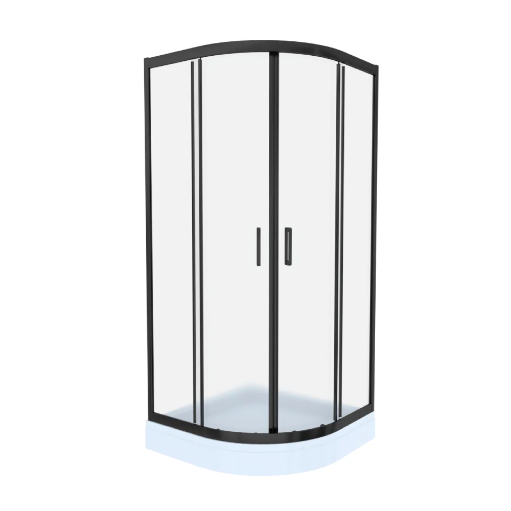 Cabină De Duș Simplă Celesta Titan Semirotundă Sticlă Săblată 6 mm 90 x 90 x 190 cm Profil Negru
