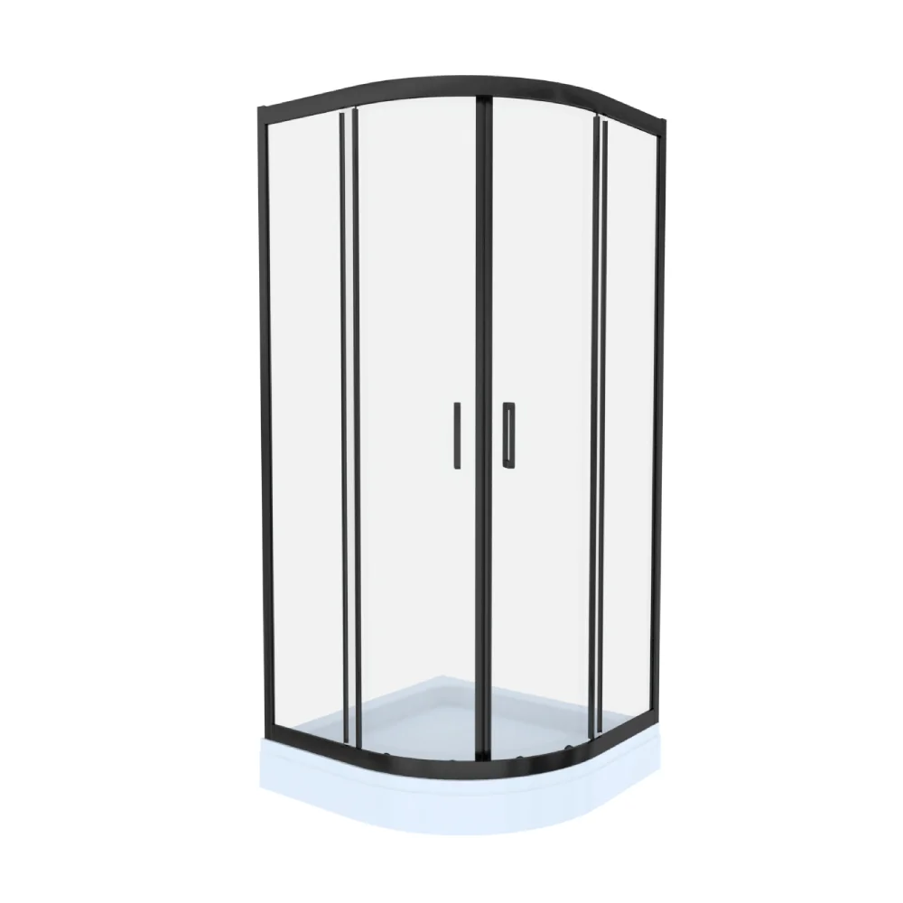 Cabina De Dus Simpla Celesta Titan Semitorunda Sticla Transparenta 6 mm 80 x 80 x 190 cm Profil Negru