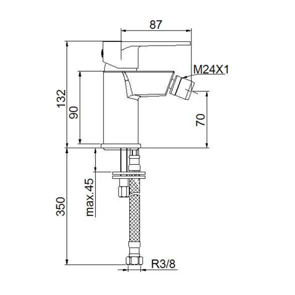 Baterie Bideu Monocomandă Boet Luca 14227/N Finisaj Negru Mat