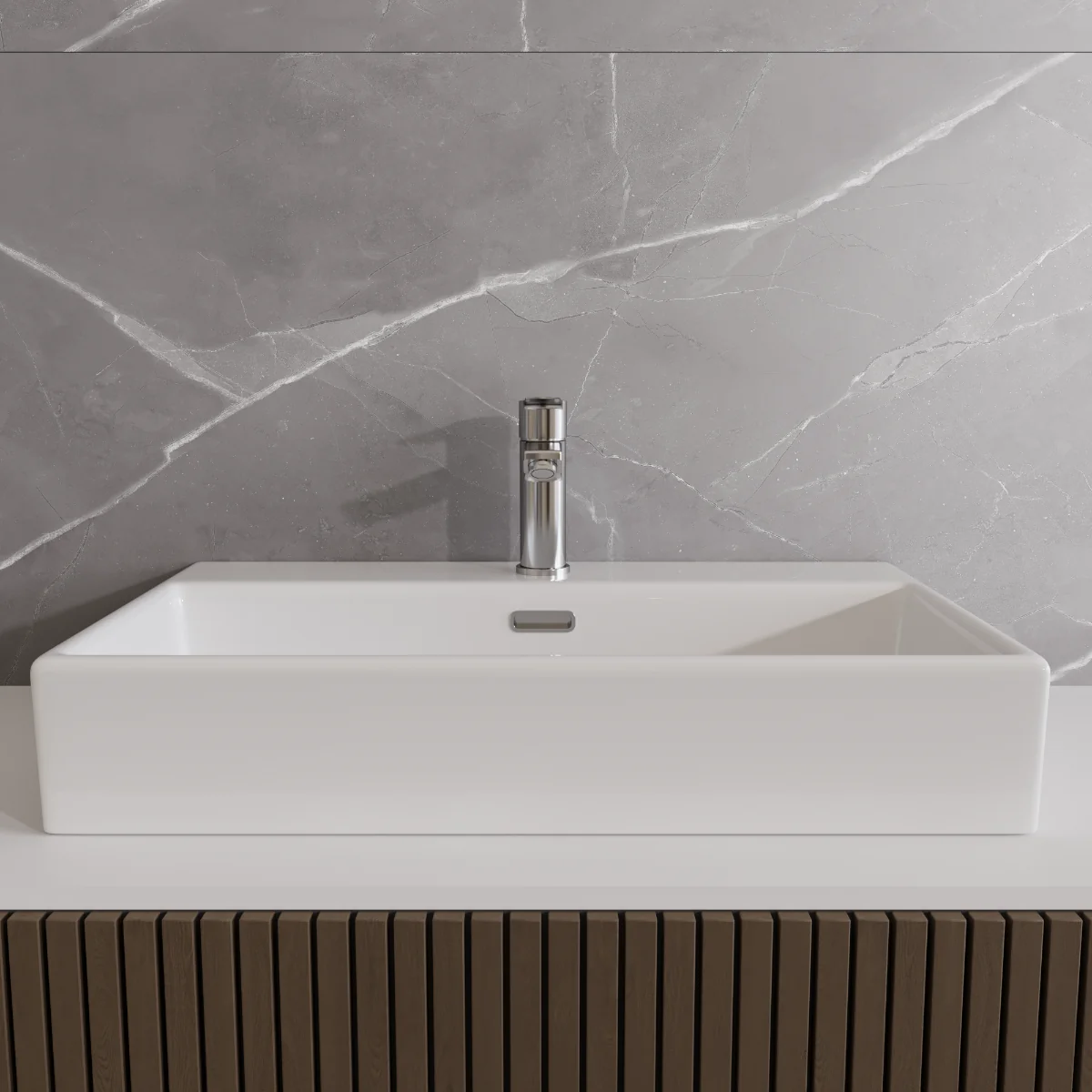 Lavoar Baie Pe Blat Celesta Urban 70 70 x 41 x 14 cm Orificiu Baterie Ceramica Alb
