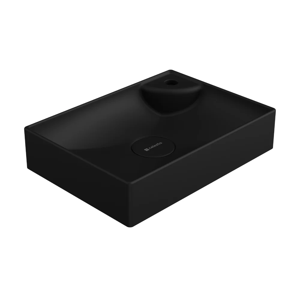 Lavoar Baie Pe Blat Celesta Montreal 50 x 36 x 11 cm Orificiu Baterie Ceramica Negru Mat