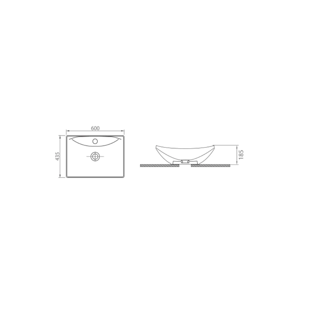 Lavoar Baie Pe Blat Celesta Ibis 60 x 43.5 x 18.5 cm Orificiu Baterie Ceramică Alb