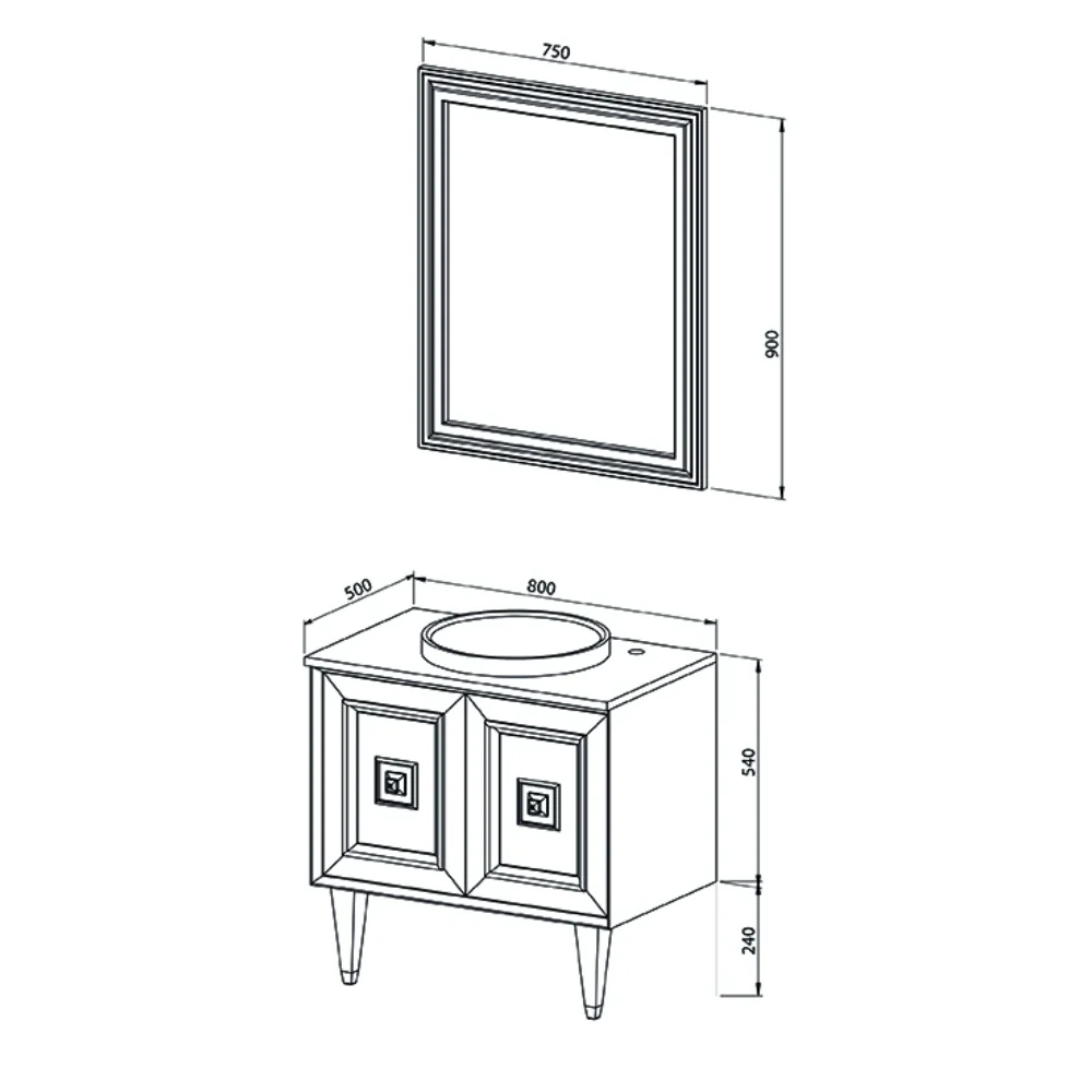 Set Mobilier Baie Arma 3 Piese Alb 80 Cm