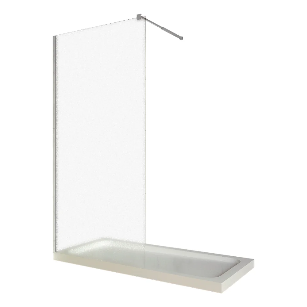 Perete Duș / Paravan Walk In Sticlă Sablată 6 mm Profil Crom Tijă Extensibilă 900 x 2000 mm
