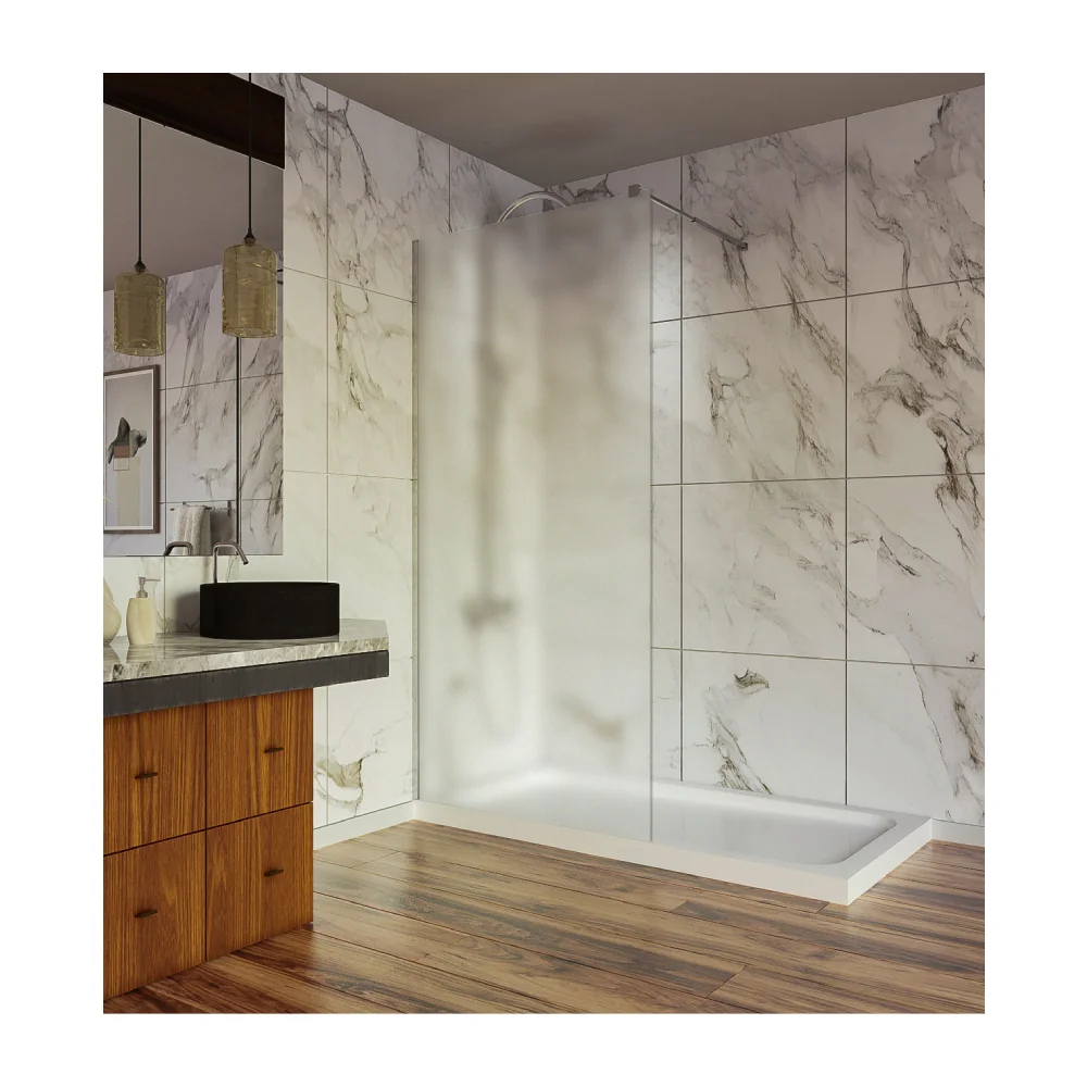 Perete Duș / Paravan Walk In Sticlă Sablată 6 mm Profil Crom Tijă Extensibilă 900 x 2000 mm