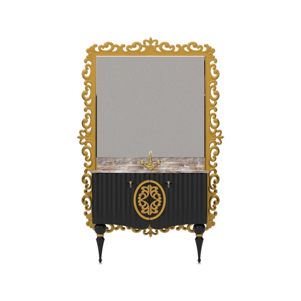 Set Mobilier Baie Pierre Cardin Hagia Sofia 3 Piese Negru 145 cm