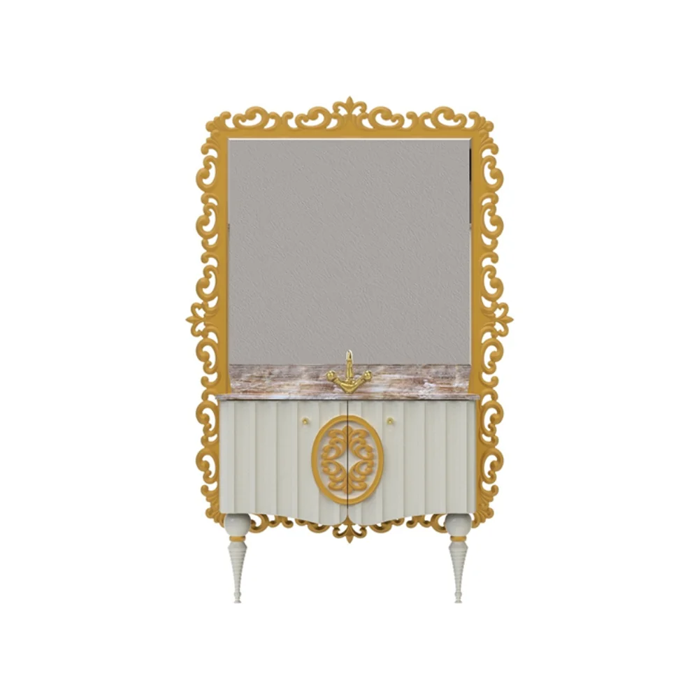 Set Mobilier Baie Pierre Cardin Hagia Sofia 3 Piese Alb Perlat 145 Cm