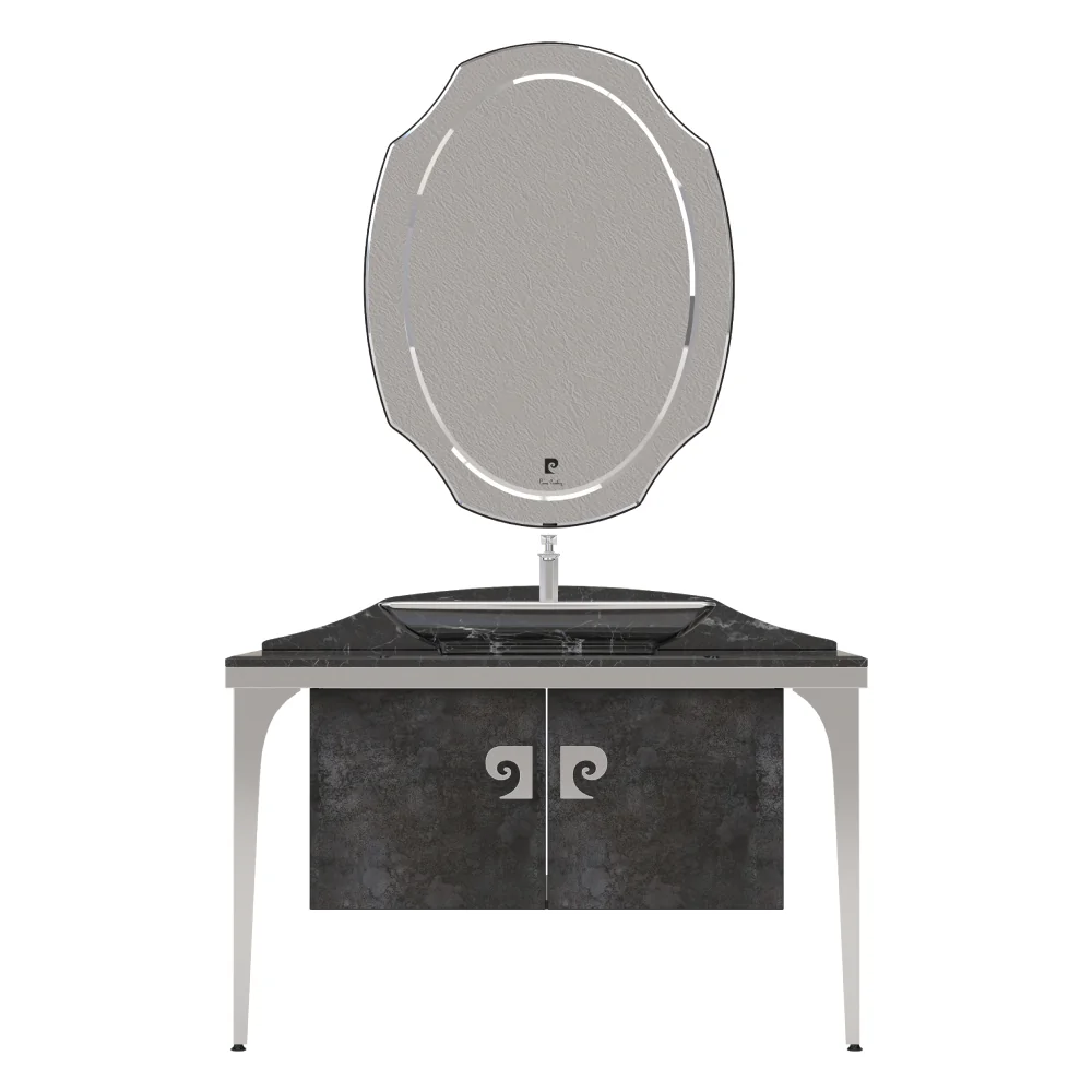 Set Mobilier Baie Pierre Cardin Venus 3 Piese Negru-Argintiu 120 Cm