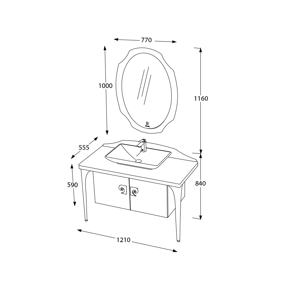 Set Mobilier Baie Pierre Cardin Venus 3 Piese Alb-Argintiu 120 cm