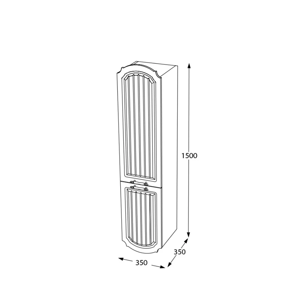 Dulap Baie Suspendat Huber Alb Manere Aurii 35x150 Cm