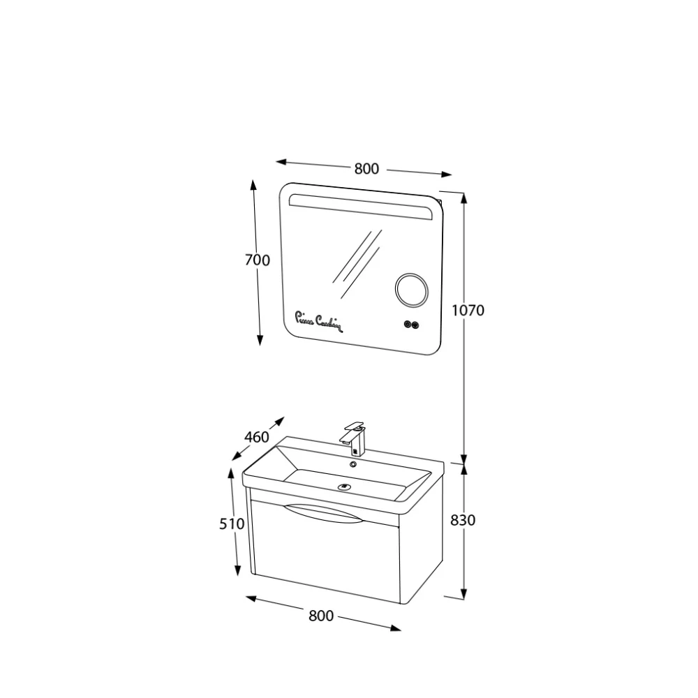 Set Mobilier Baie Pierre Cardin Pacific LED Suspendat 3 Piese Sonoma Crem 80 cm