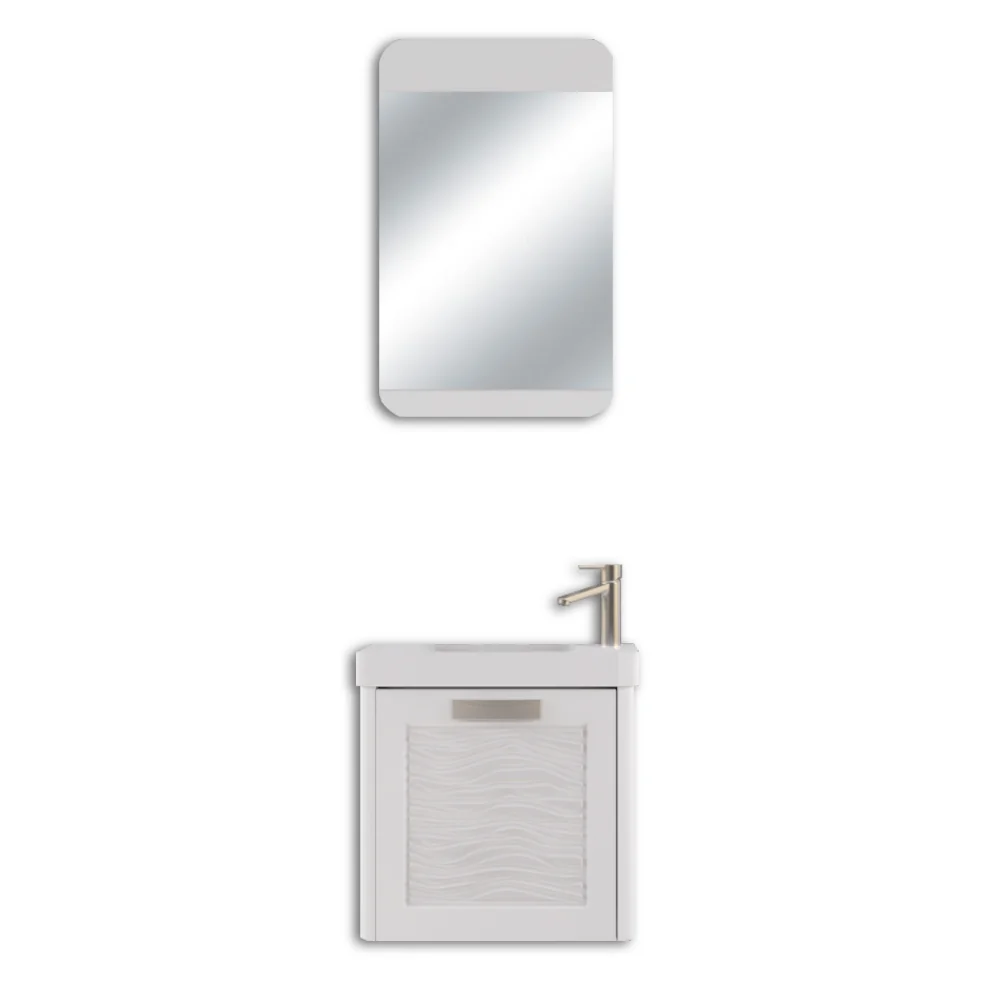 Set Mobilier Baie Gursu 049 Suspendat 3 Piese Alb 50 cm
