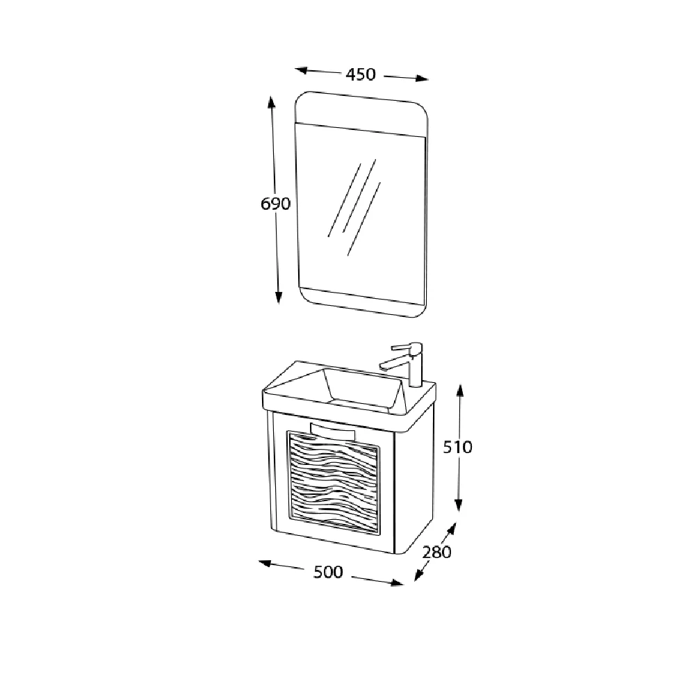 Set Mobilier Baie Gursu 049 Suspendat 3 Piese Alb 50 cm
