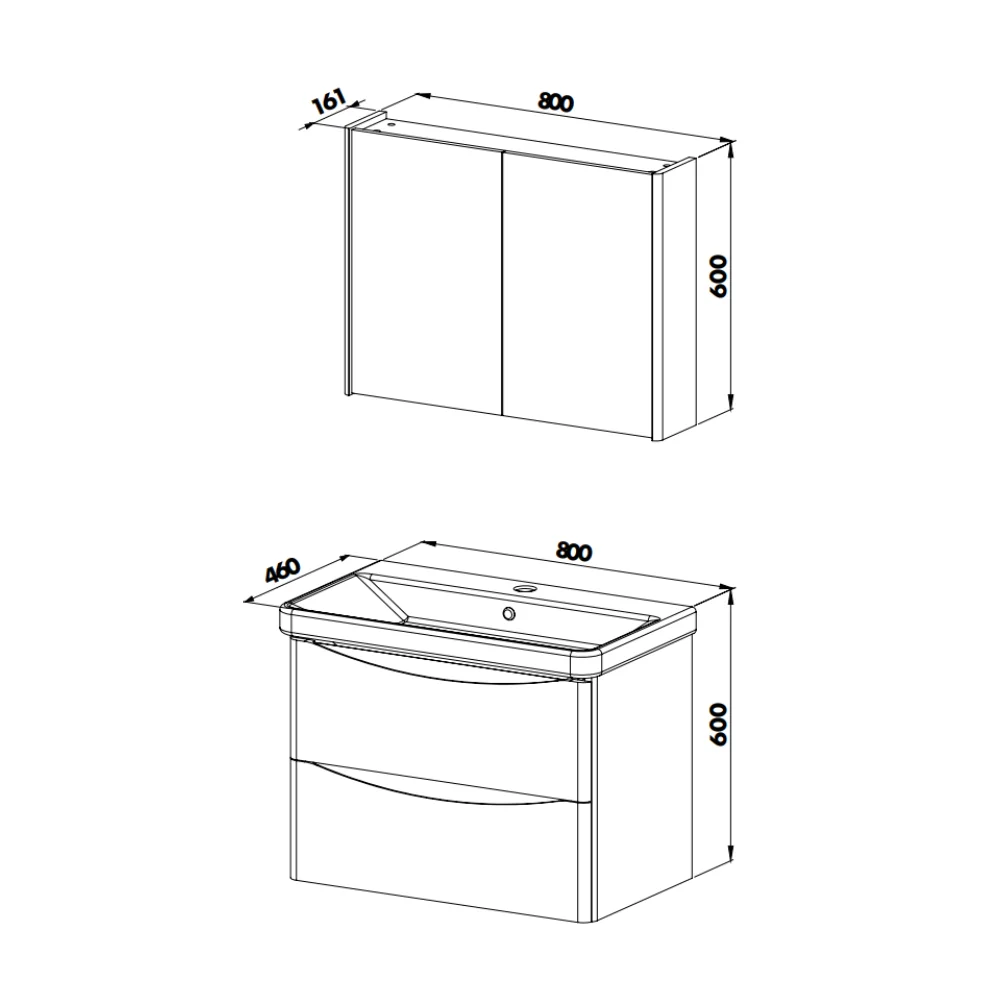 Set Mobilier Baie Zen Suspendat 3 Piese Alb 80 Cm