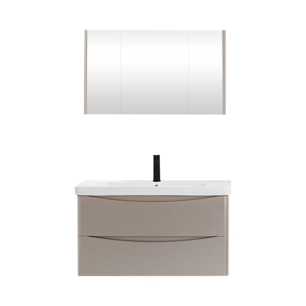 Set Mobilier Baie Zen Suspendat 3 Piese Bej 100 cm