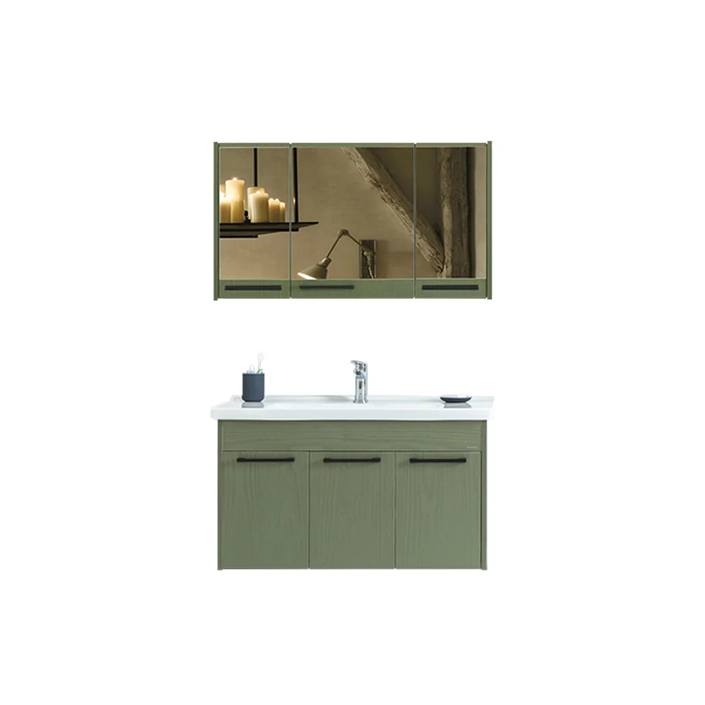 Set Mobilier Baie Sofia Suspendat 3 Piese Verde 100 cm