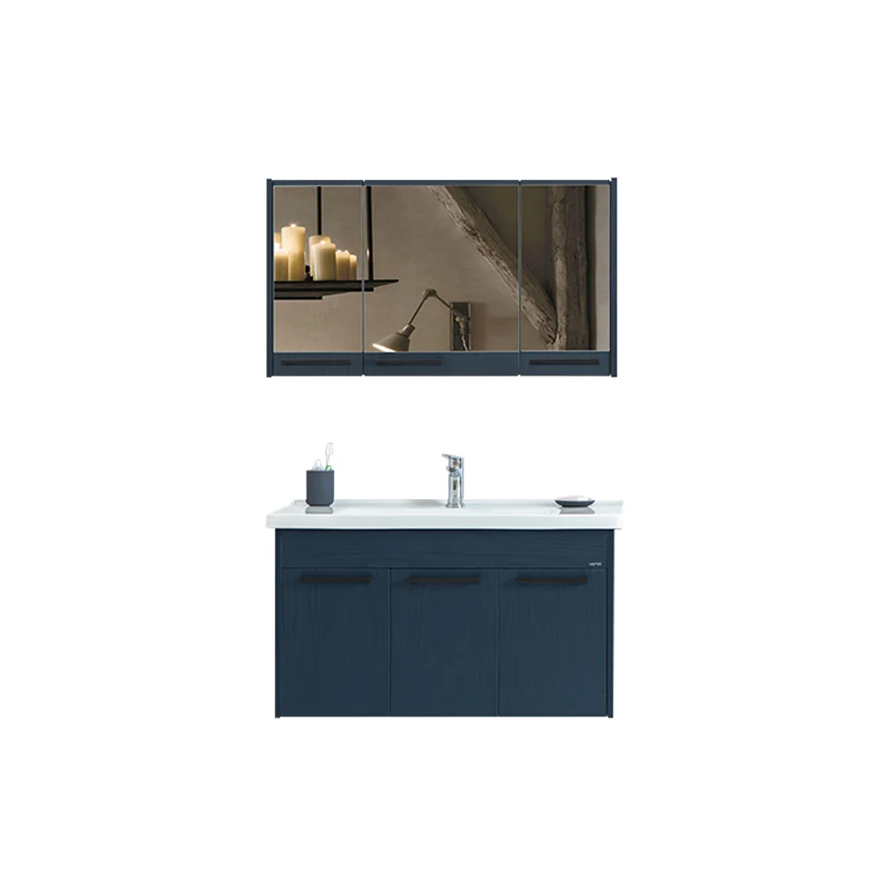 Set Mobilier Baie Sofia Suspendat 3 Piese Albastru 100 Cm