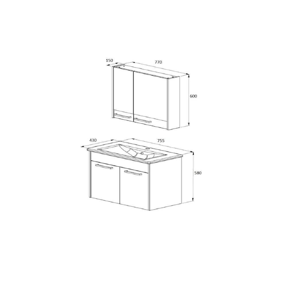 Set Mobilier Baie Sofia Suspendat 3 Piese Verde 80 cm