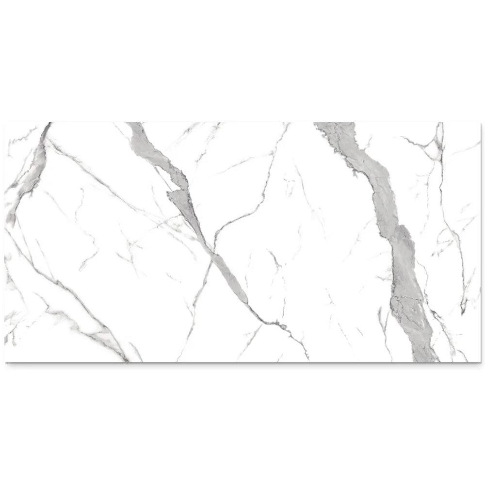 Gresie Exterior / Interior Porțelanată Calacatta Elite Bookmatch A 120 x 240 cm Lucioasă Rectificată Tip Marmură