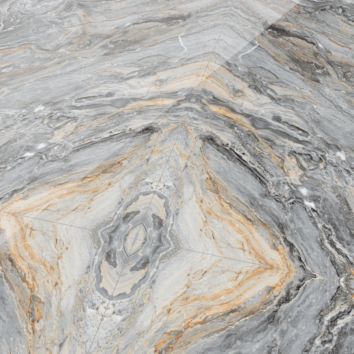 Gresie Rectificată Exterior / Interior Zasilo Grey Bookmatch B 60 x 120 cm Lucioasă Porțelanată Tip Marmură