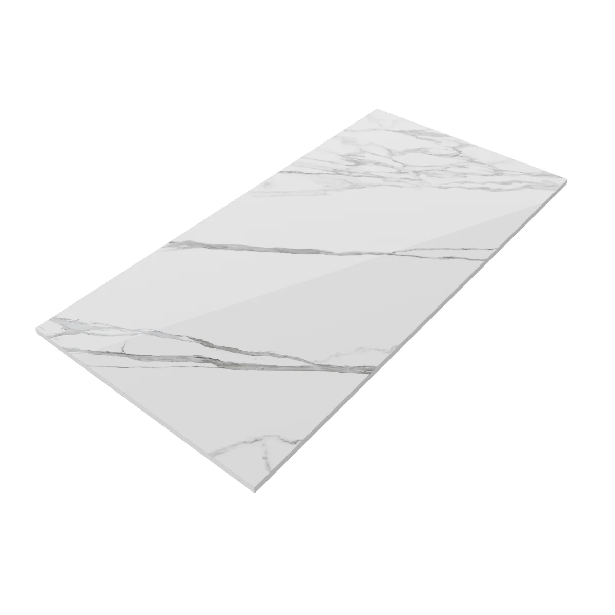 Gresie Exterior / Interior Portelanata Thunder White Bookmatch A 60 x 120 cm Lucioasa Rectificata Tip Marmura