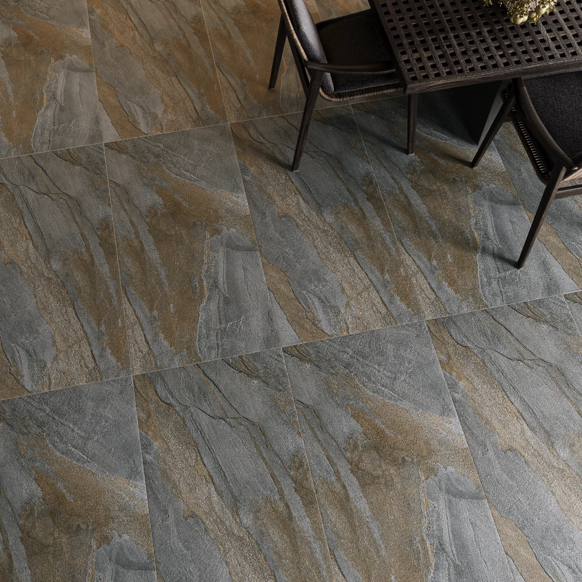 Gresie Antiderapanta Exterior / Interior Slate Grey 60 x 120 cm Mata Portelanata Rectificata Aspect Ciment