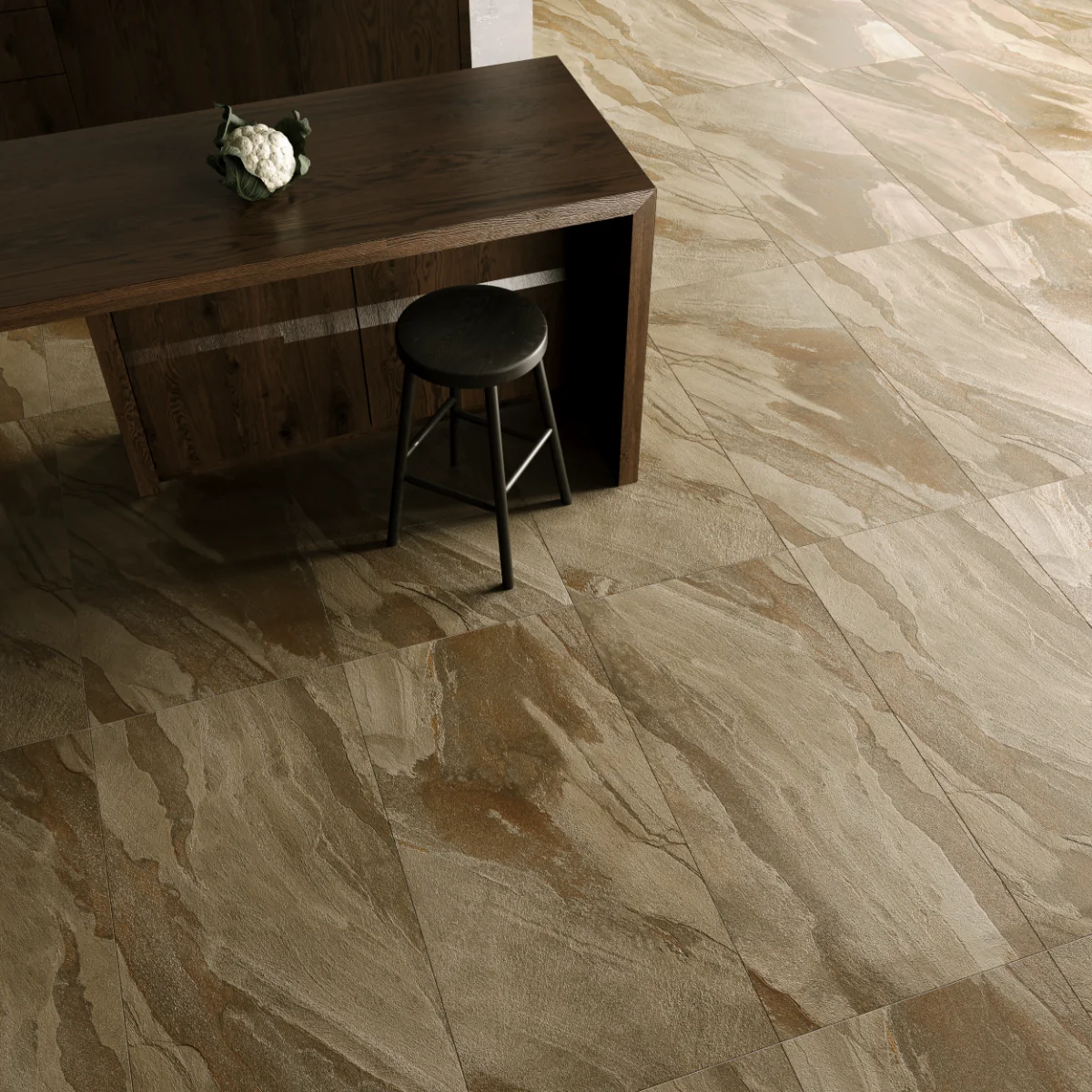 Gresie Antiderapanta Exterior / Interior Slate Gold 60 x 120 cm Mata Portelanata Rectificata Aspect Ciment