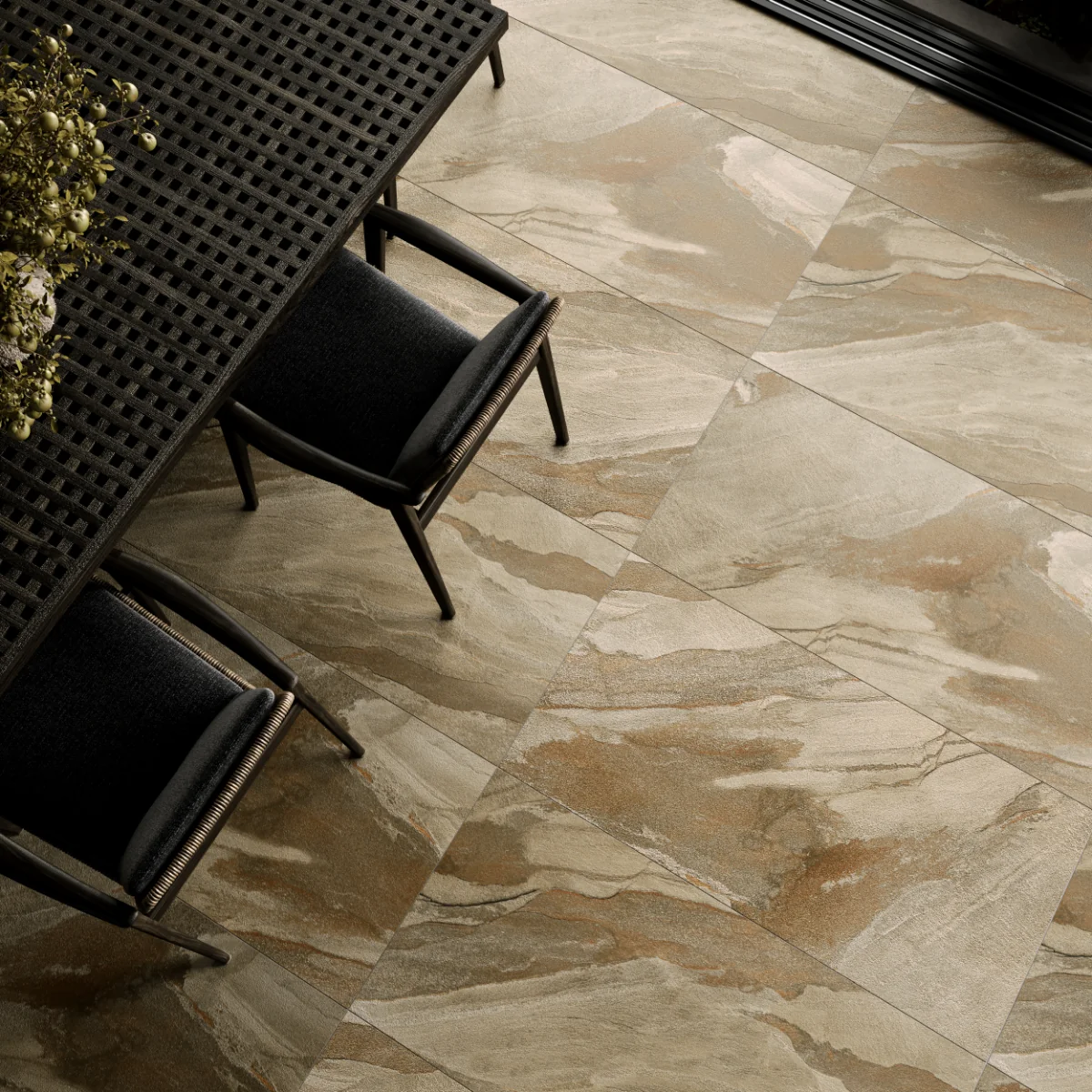 Gresie Antiderapanta Exterior / Interior Slate Gold 60 x 120 cm Mata Portelanata Rectificata Aspect Ciment