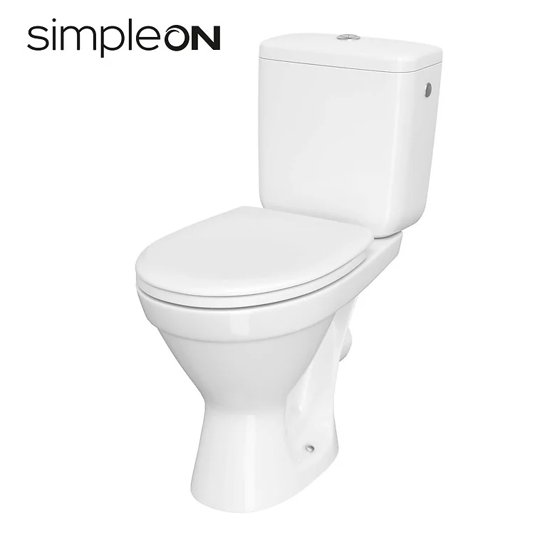 Set Vas WC Pe Pardoseala Rimless Cu Rezervor Cersanit 698 Cersania II + Mecanism Si Capac Duroplast Cu Soft Close K11-2339