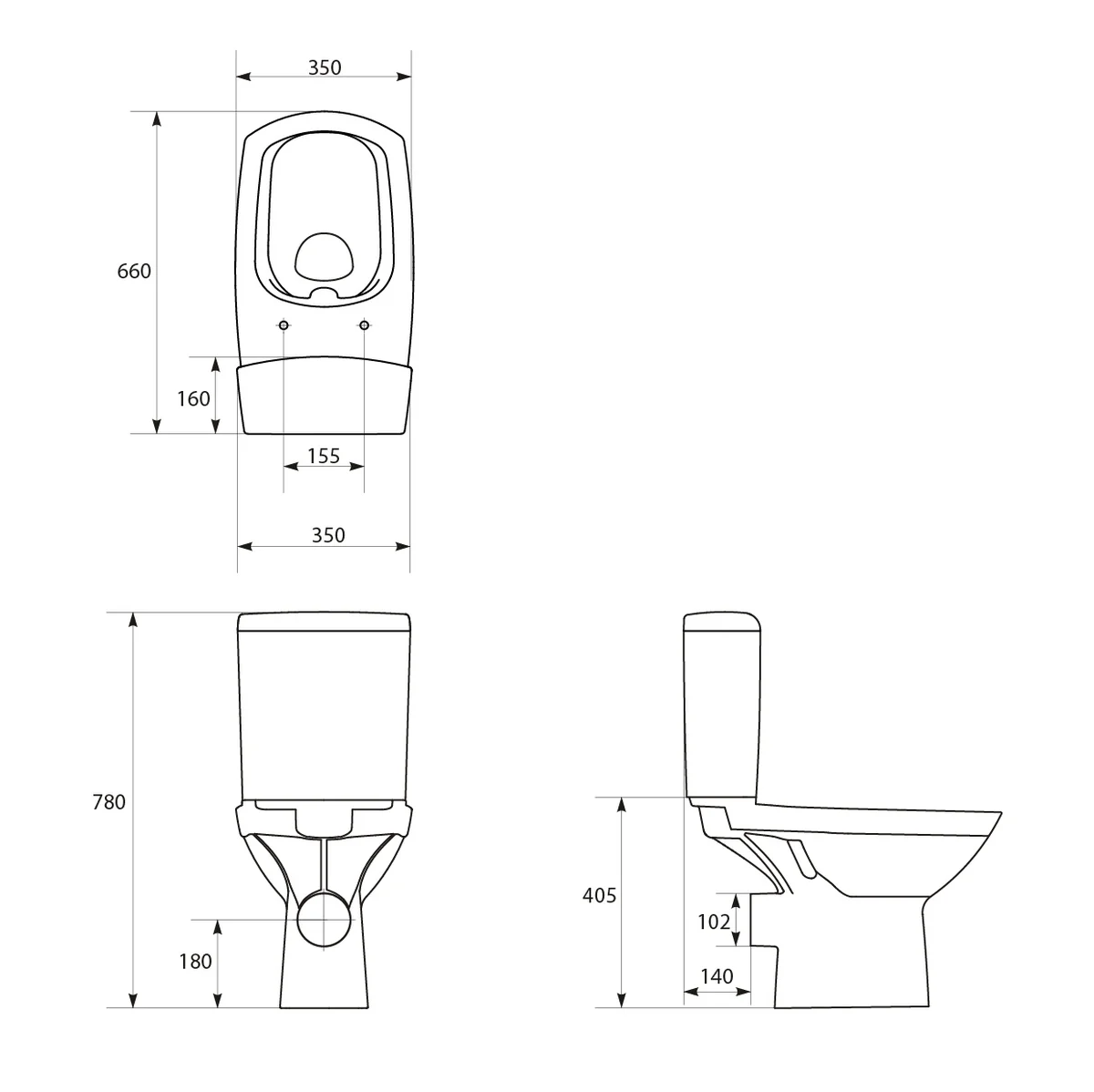 Set Vas WC Pe Pardoseala Rimless Cu Rezervor Cersanit 481 Carina + Mecanism Si Capac Duroplast K31-043