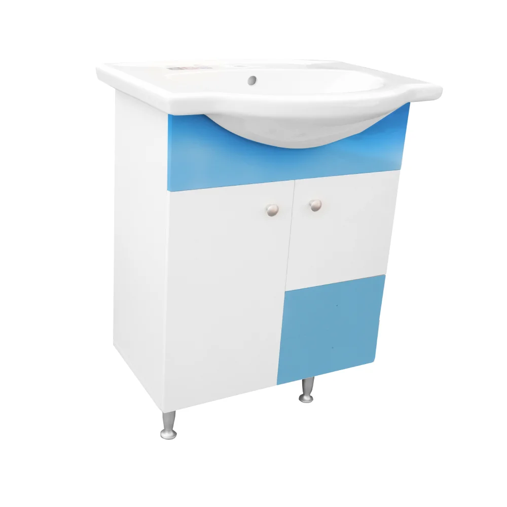 Masca Chiuveta / Lavoar Baie Selena Cu 2 Sertare 70 Cm Alb-Bleu