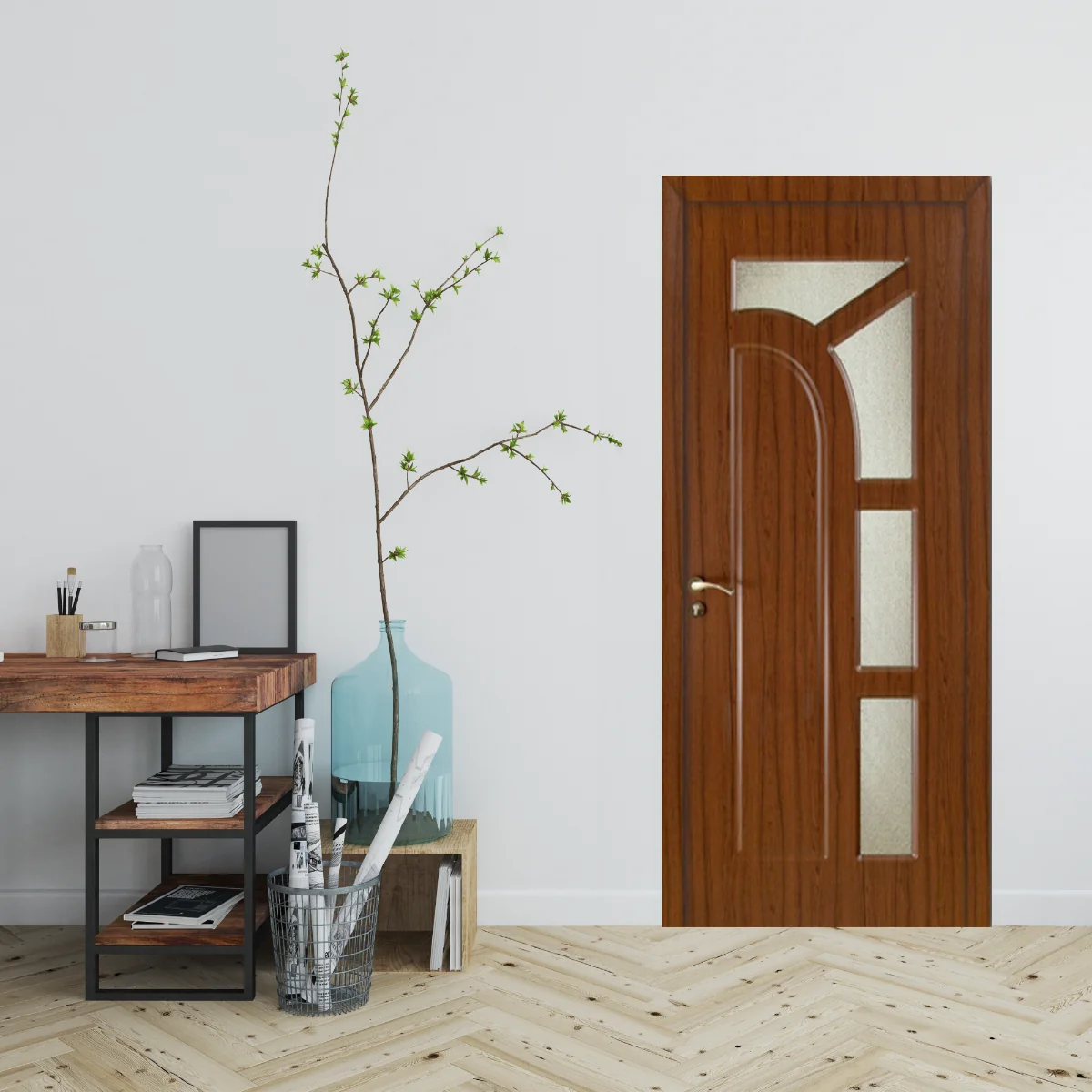 Usa De Interior Din Lemn Modern Cu Geam OP-157 2000/600 Teak